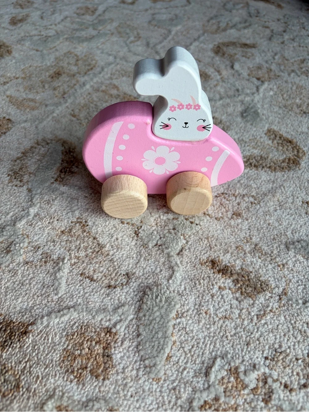 Wooden Bunny Toddler Toys: Number Puzzle & Easter Egg Car